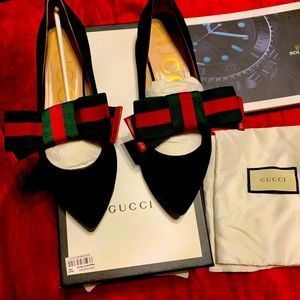 Authentic Gucci Skamoscado Nubuck w/ Gucci Web Suede Flat
